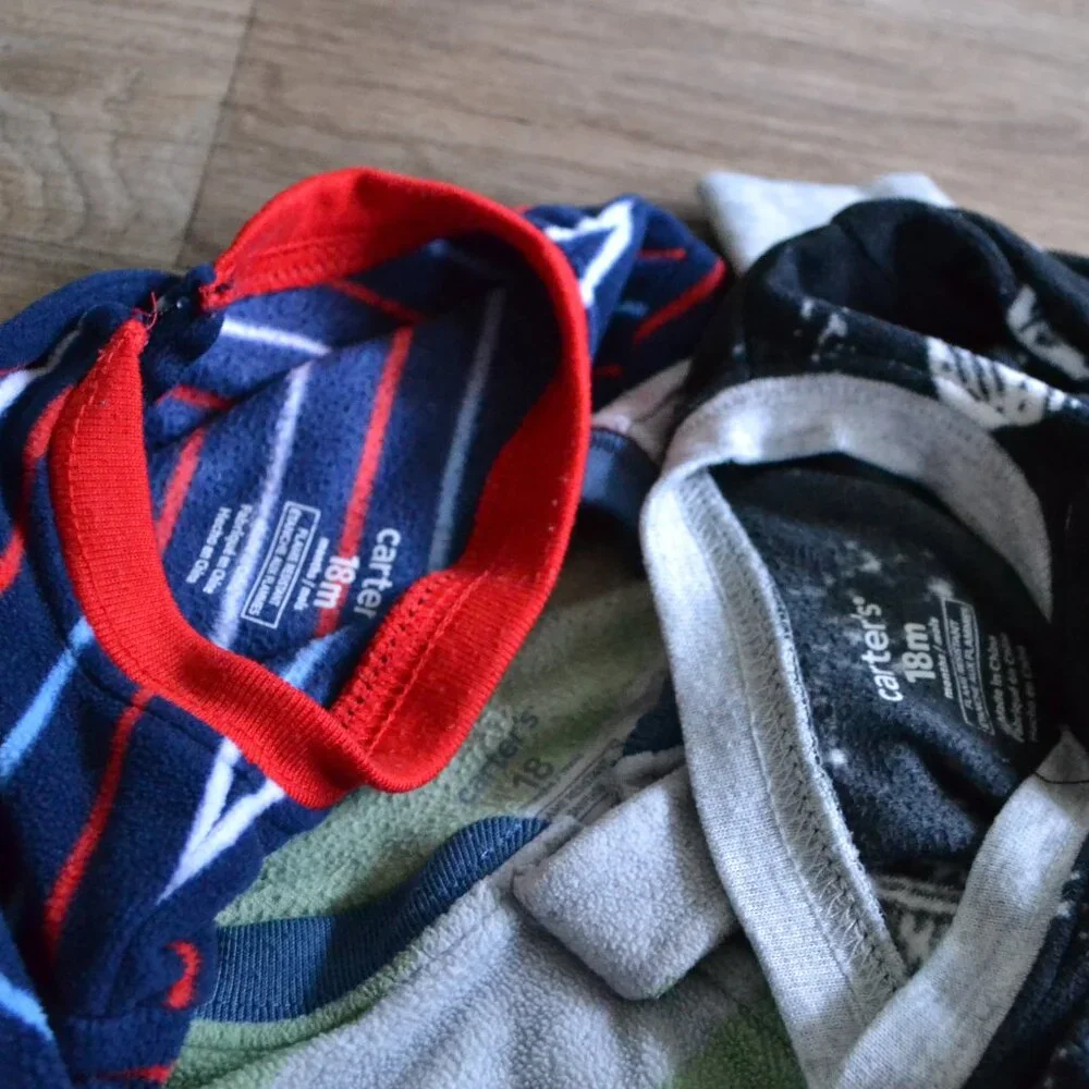 Carter's Fleece Zippered Onesie Footed  Pajamas Lot Bundle of 3 Size 18 Months